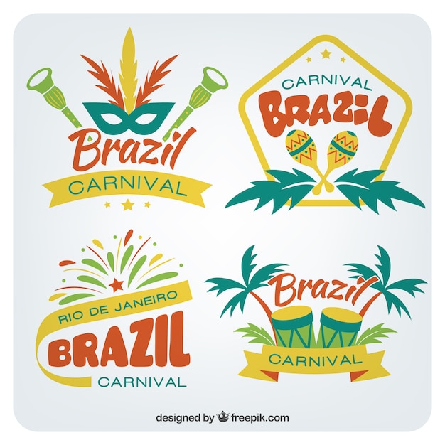 Kostenloser Vektor brazilian carnival abzeichen packung in farbigen stil