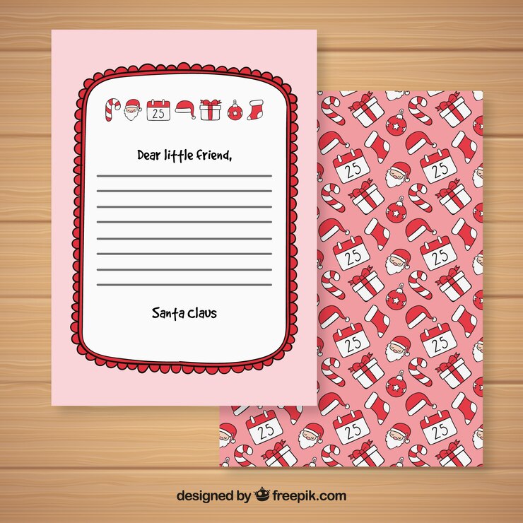 Kostenlose Vektor brief von santa claus in rosa