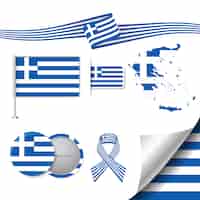 Kostenloser Vektor briefpapier-elemente sammlung mit der flagge der griechischen design