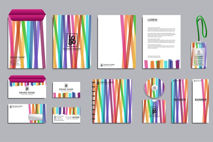 Kostenlose Vektor briefpapier mockup-set für die markenidentität des unternehmens