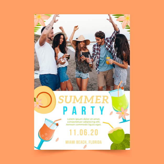 Kostenloser Vektor briefpapier sommer party poster