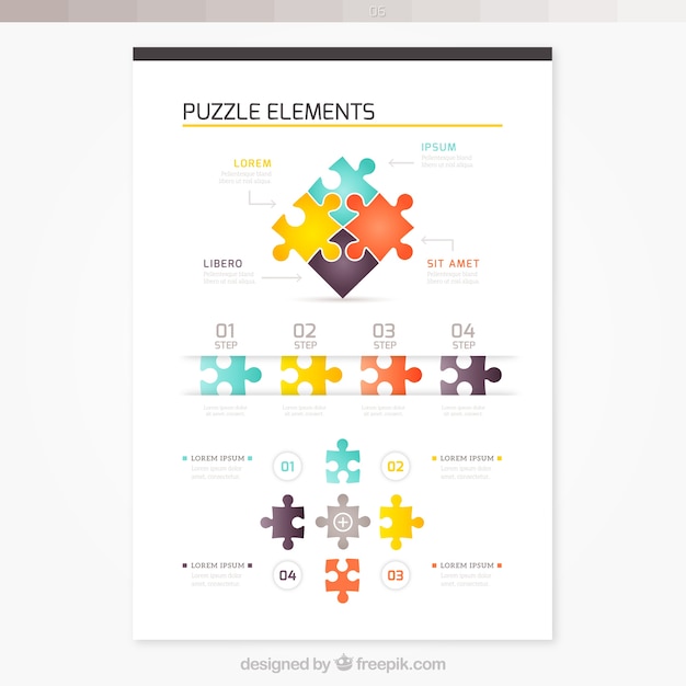 Kostenloser Vektor broschüre mit puzzle-elemente