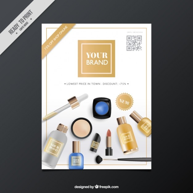 Kostenloser Vektor broschüre realistischer beauty-produkte