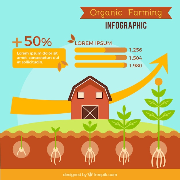 Brown bauernhof und landwirtschaft infographie