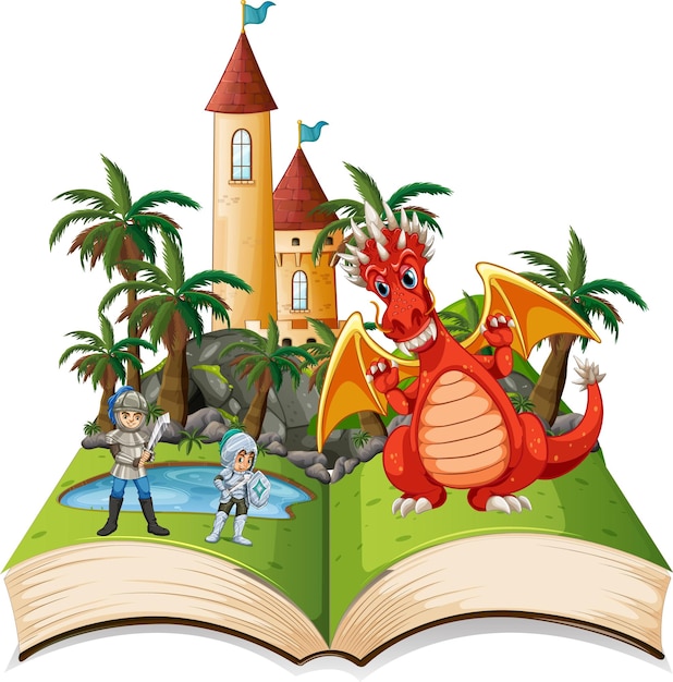 Buch mit drachen und ritter