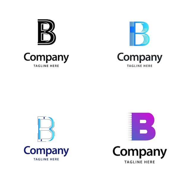 Kostenloser Vektor buchstabe b big logo pack design kreatives modernes logo-design für ihr unternehmen vektorgrafik des markennamens