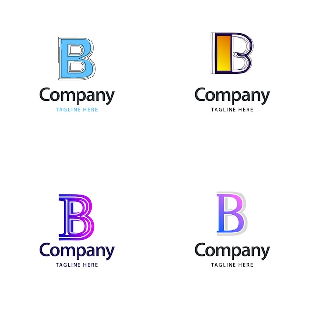 Kostenloser Vektor buchstabe b big logo pack design kreatives modernes logo-design für ihr unternehmen vektorgrafik des markennamens