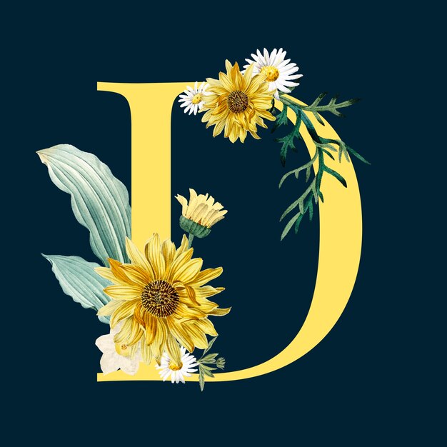 Buchstabe D mit Blüten