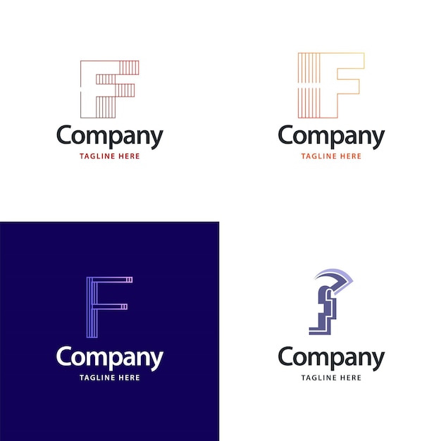 Kostenloser Vektor buchstabe f big logo pack design kreatives modernes logo-design für ihr unternehmen vektorgrafik des markennamens