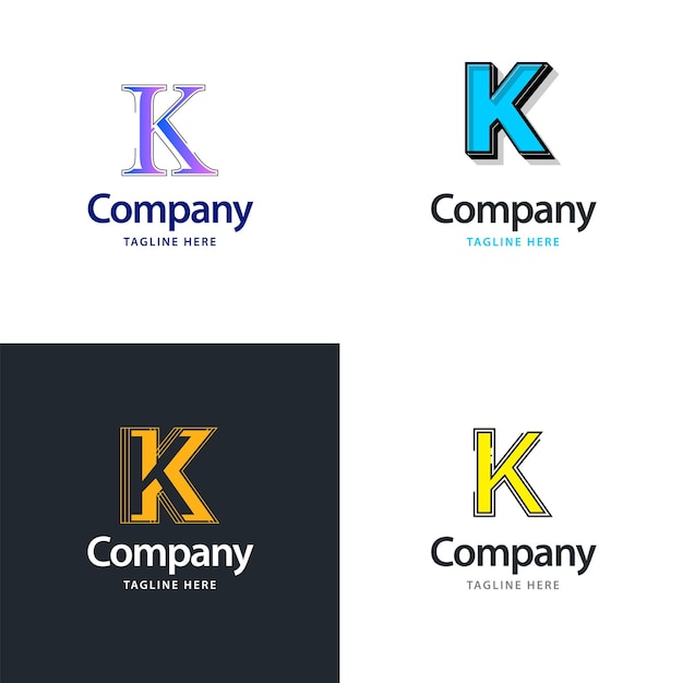 Kostenloser Vektor buchstabe k big logo pack design kreatives modernes logo-design für ihr unternehmen vektorgrafik des markennamens