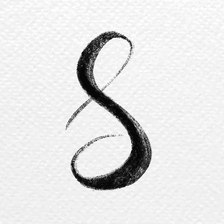 Kostenlose Vektor buchstabe kalligraphische s vektor-kleinbuchstaben-typografie