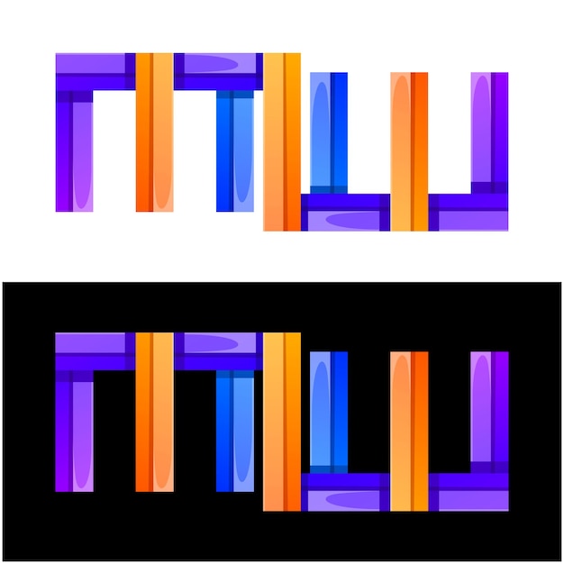 Buchstabe m w farbenfrohe symbol-logo-design