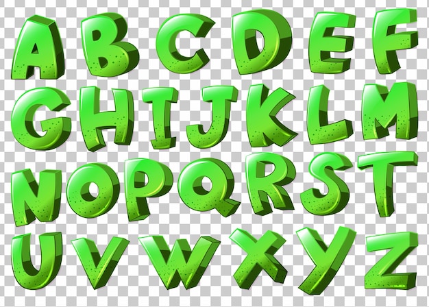 Kostenloser Vektor buchstaben des alphabets in grüner farbe