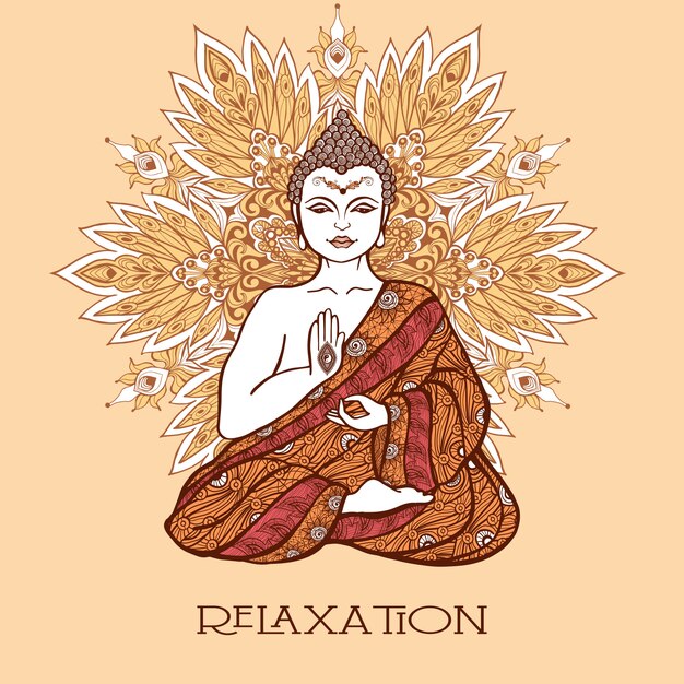 Buddha mit dekorativen Mandala