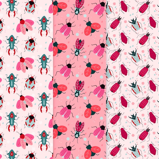 Kostenloser Vektor bug pattern collection