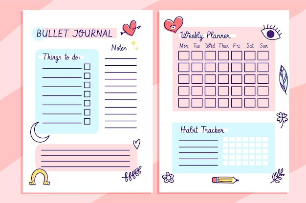 Kostenloser Vektor bullet journal planer vorlage