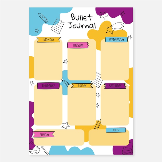 Kostenloser Vektor bullet journal planer vorlage