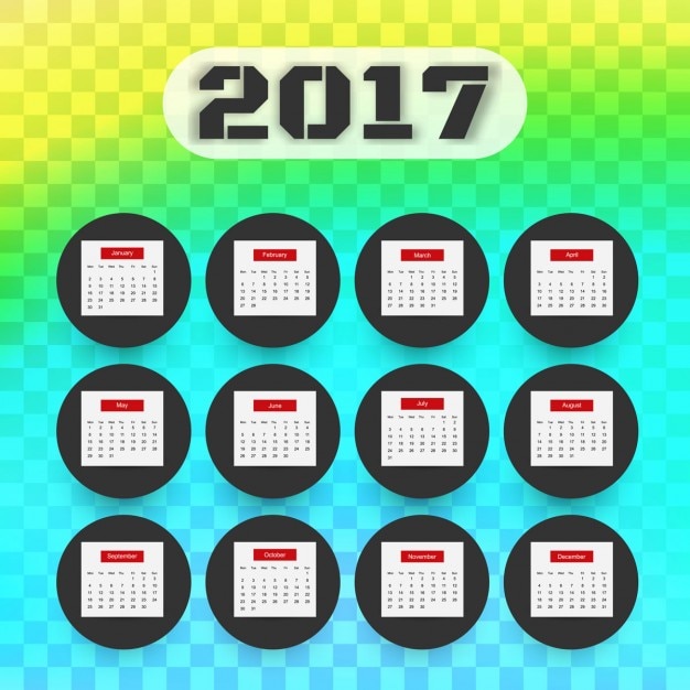 Kostenloser Vektor bunte 2017 kalender