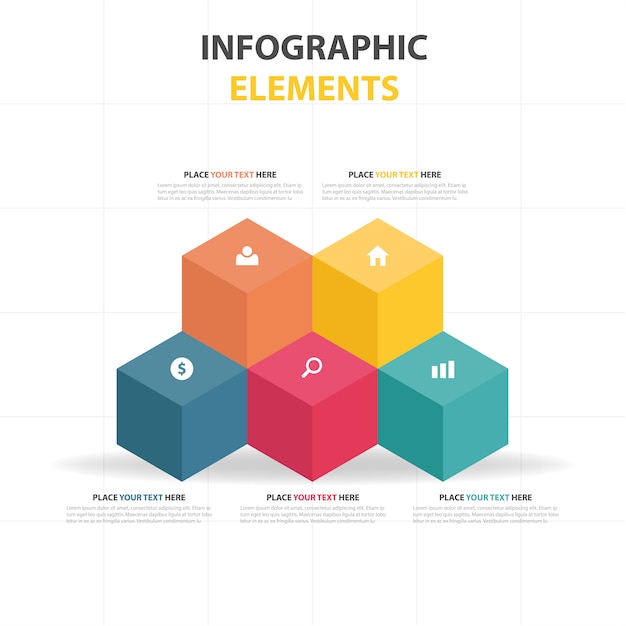 Bunte abstrakte box business infografische vorlage