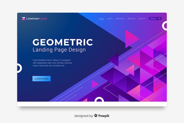 Bunte abstrakte geometrische formlandungsseite