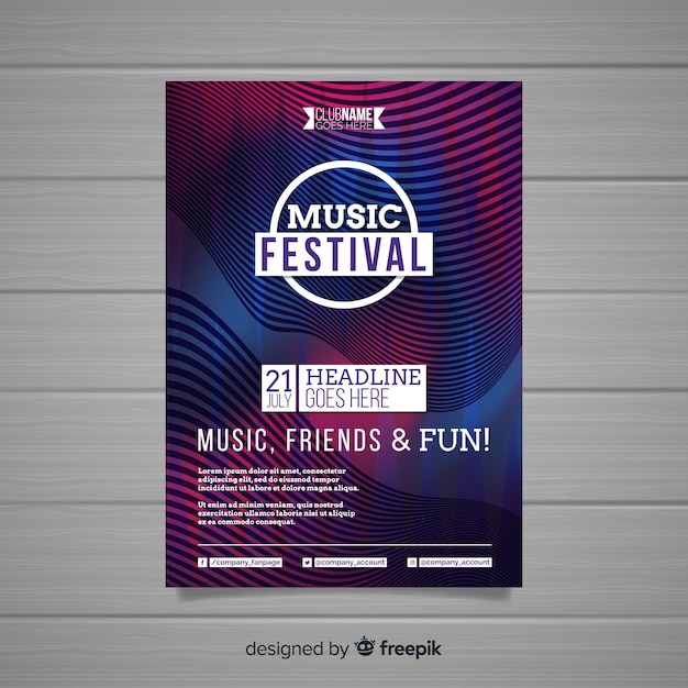 Kostenloser Vektor bunte abstrakte musikfestival-plakatschablone