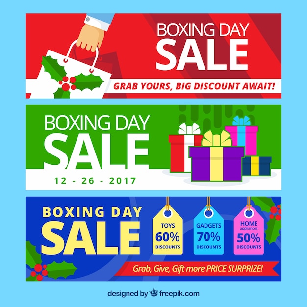 Bunte banner von boxing day sales