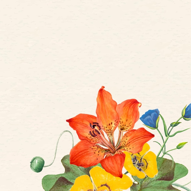 Bunte blumenhintergrundillustration mit designraum, neu gemischt von gemeinfreien kunstwerken