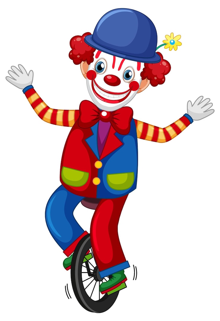 Kostenlose Vektor bunte clown-zeichentrickfigur
