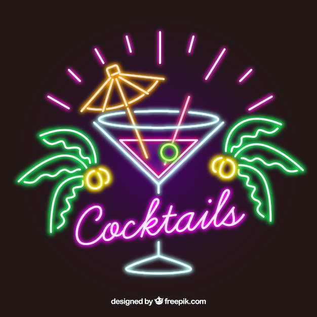 Bunte Cocktail Leuchtreklame