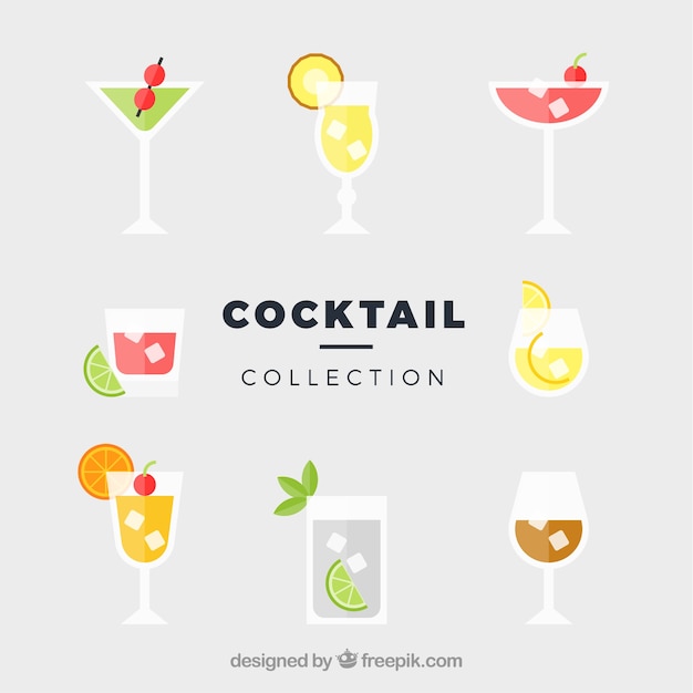 Bunte cocktailsammlung mit flachem design