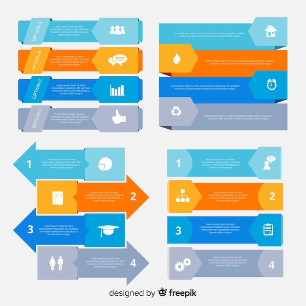 Bunte flache infografiken elementsammlung