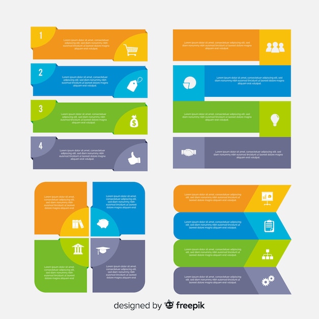 Bunte flache infografiken elementsammlung