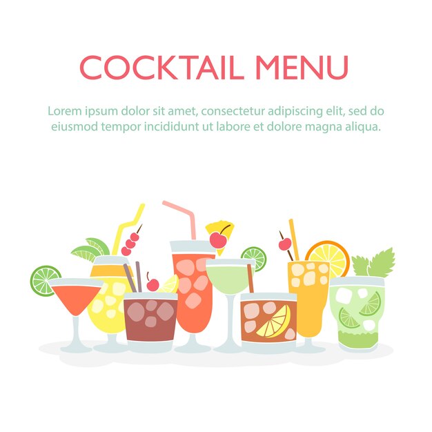 Elegante Cocktailkarte Vorlage Kostenlose Vektor