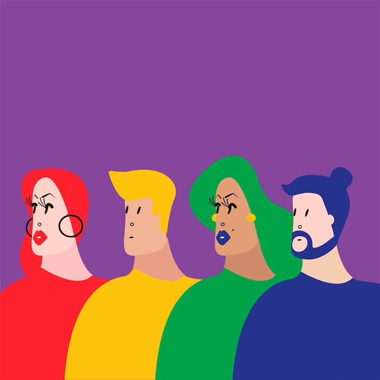 Kostenlose Vektor bunte gruppe von personen-vektor-illustration