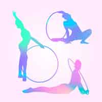 Kostenloser Vektor bunte gymnastik-silhouette mit farbverlauf