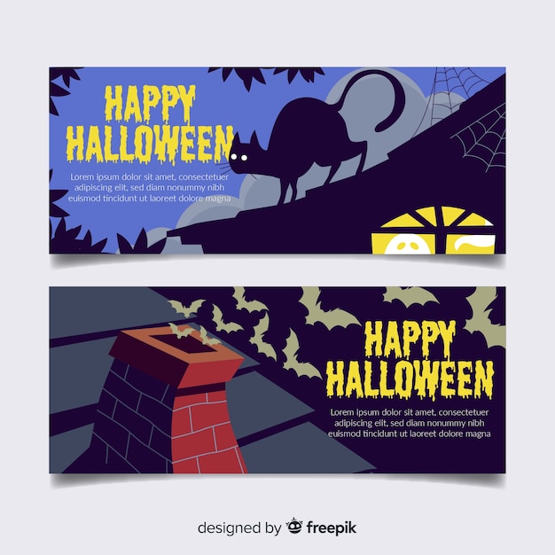 Kostenloser Vektor bunte halloween-banner mit flachem design