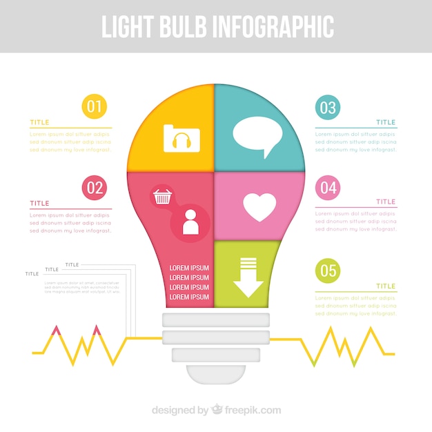 Bunte infografik mit einer glühbirne