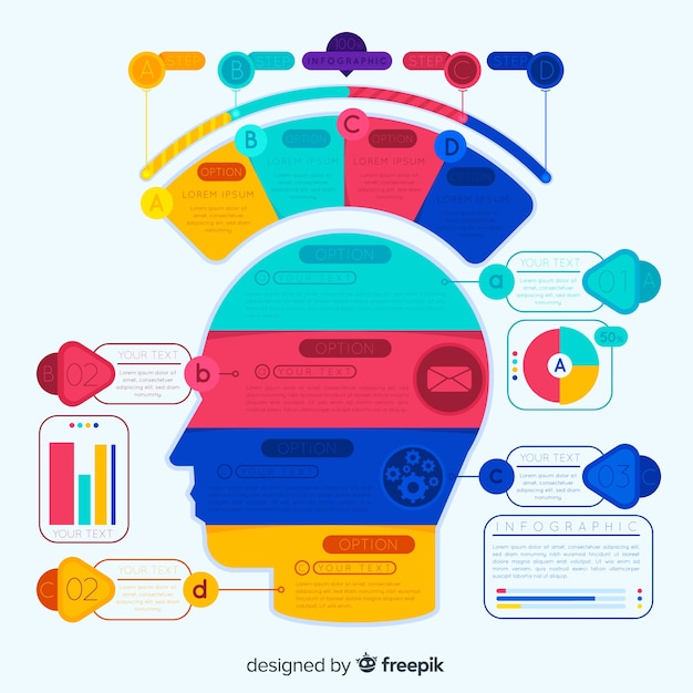 Bunte infografik mit schritten