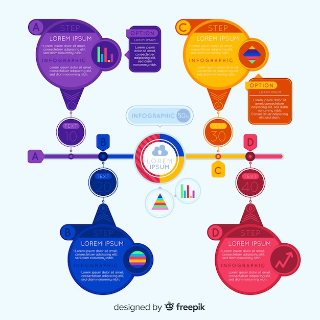 Kostenloser Vektor bunte infografik mit schritten