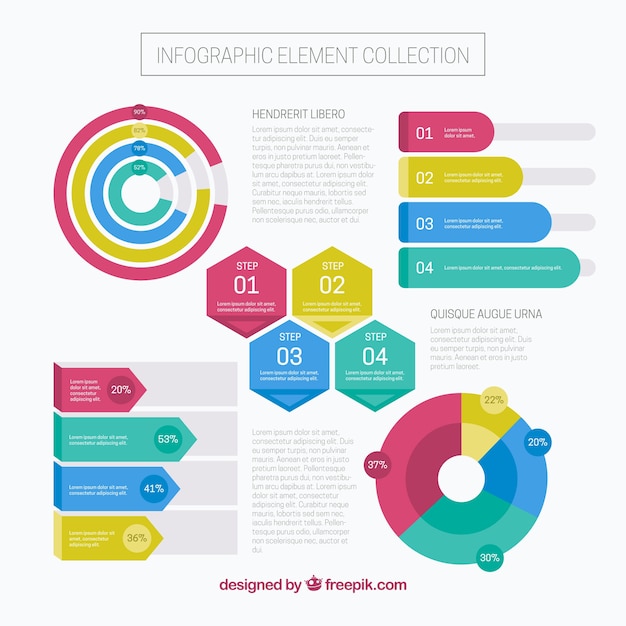 Bunte infografik schritte element sammlung