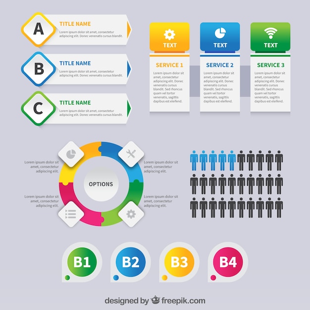 Bunte infographic elemente mit steigungseffekt