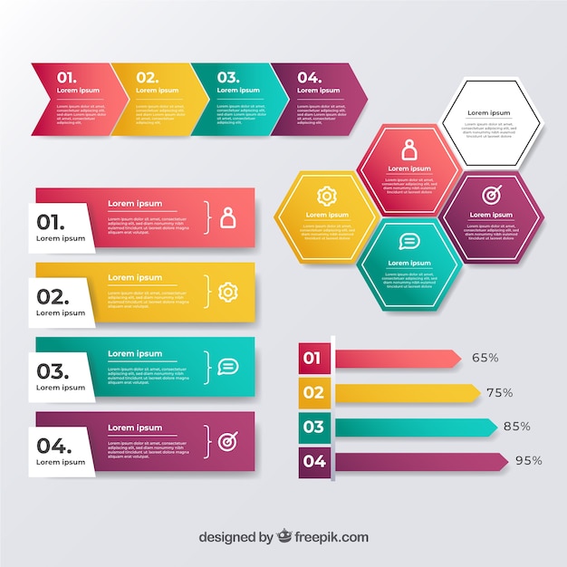 Bunte infographic elemente mit steigungseffekt