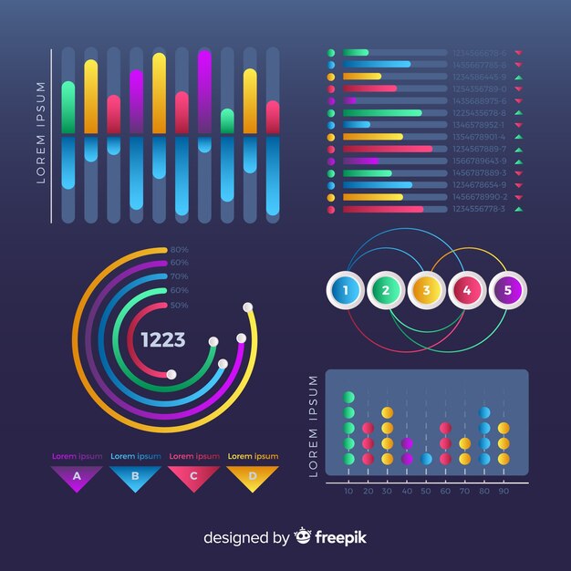 Bunte infographic Elemente mit Steigungseffekt