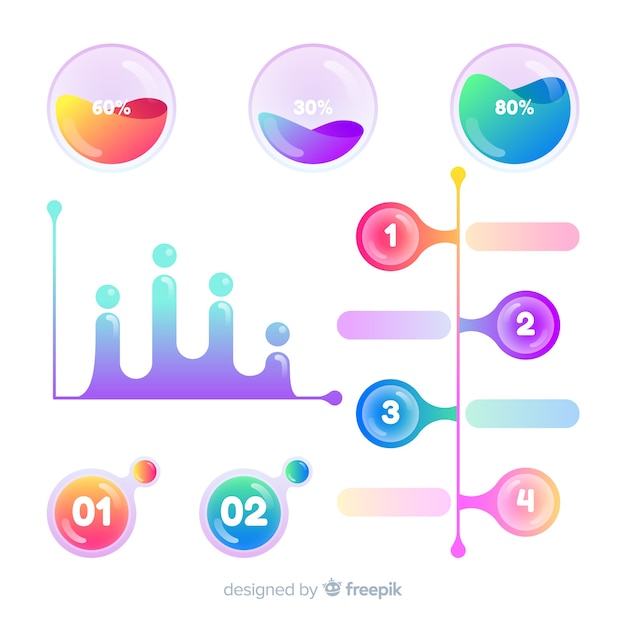 Bunte infographic elemente mit steigungseffekt