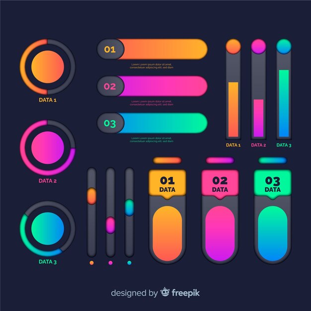 Bunte infographic Elemente mit Steigungseffekt