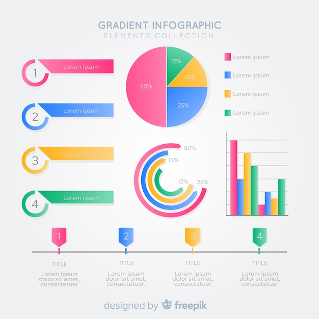 Bunte infographic elementsammlung mit flachem design