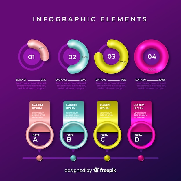 Kostenloser Vektor bunte infographic elementschablonensammlung