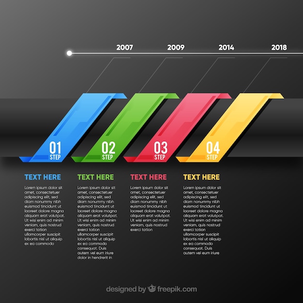 Bunte infographic schritte in der flachen art