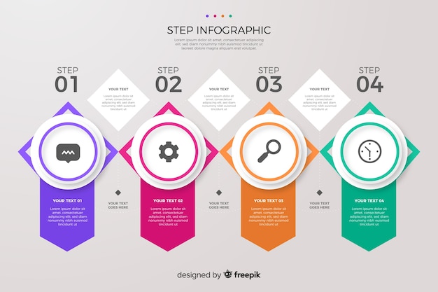 Bunte infographic schrittsammlung