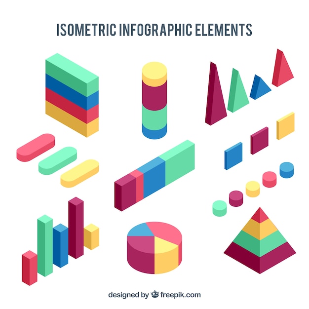 Bunte isometris infographic Elemente